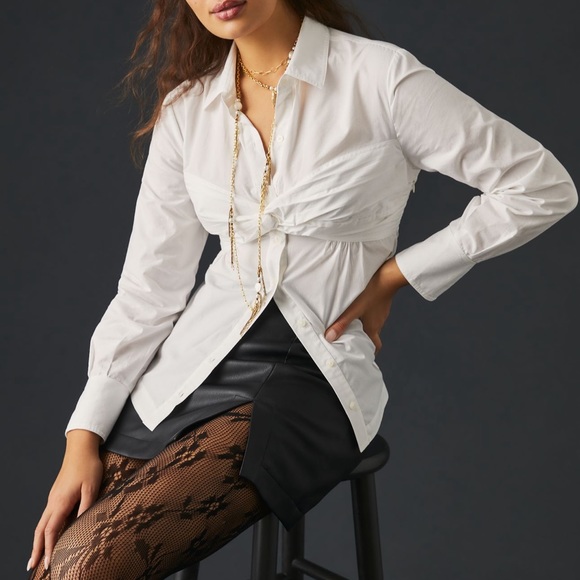 Anthropologie Maeve Poplin Buttondown Blouse - Picture 1 of 5